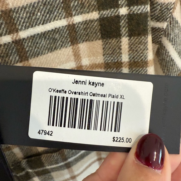 NWT Jenni Kayne O’Keeffe Olive and Oatmeal Plaid Flannel Shirt size XL - Picture 4 of 8